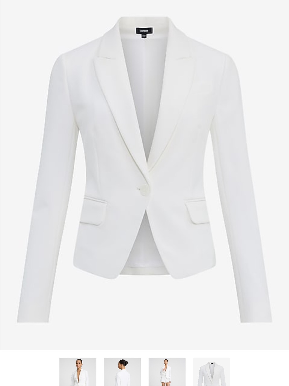 Express White Single-Button Tailored Blazer